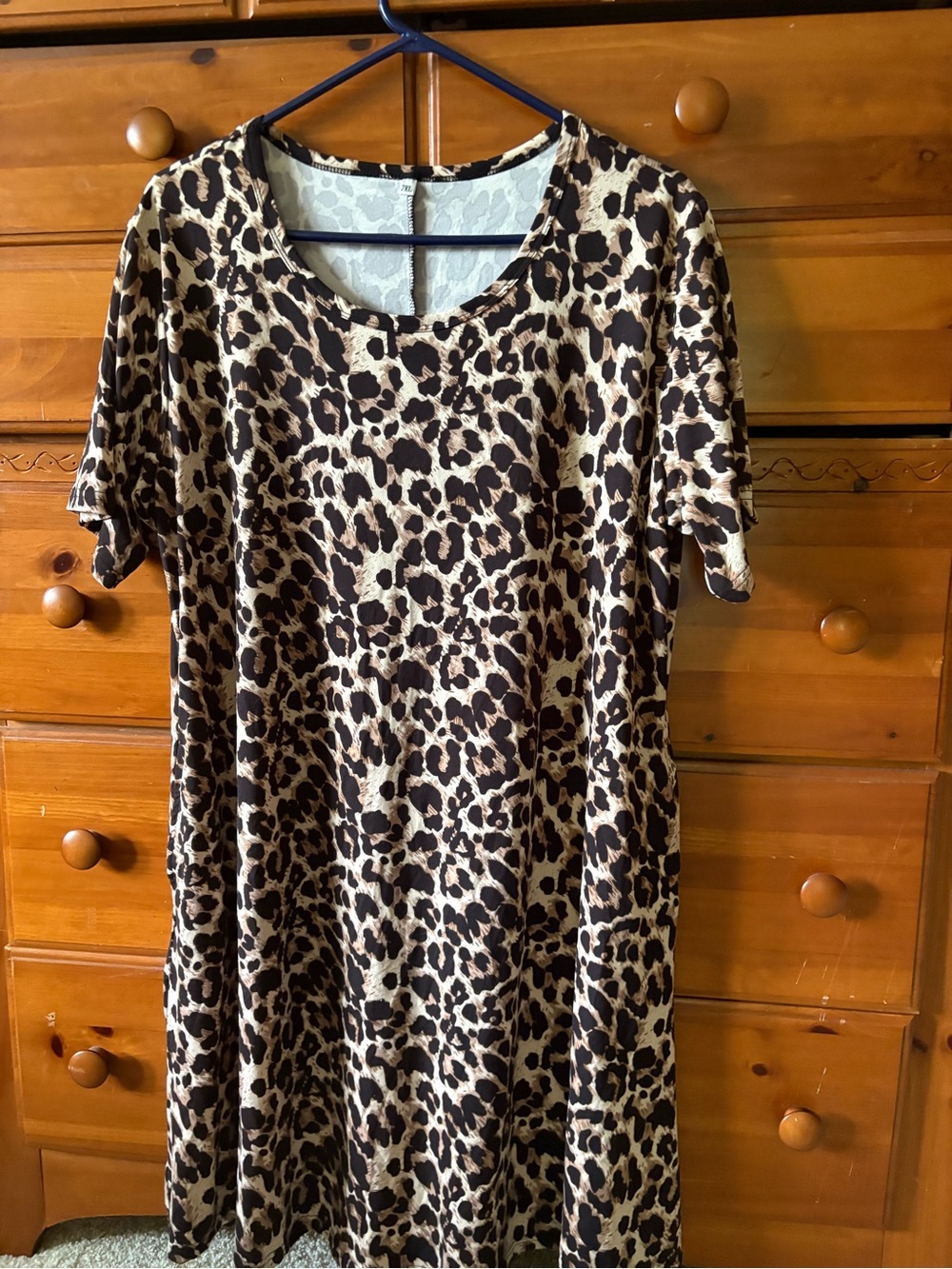 SHEIN Beige & Black Leopard Print Short Sleeve Dress